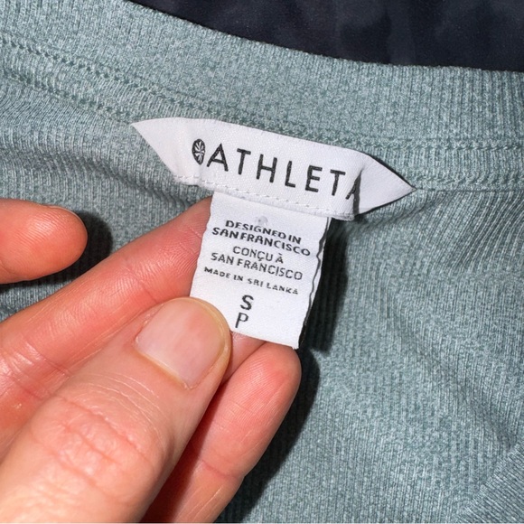 🟣4/$20 Athleta Uptempo Ribbed Henley Tee Green Gray S - Picture 5 of 5